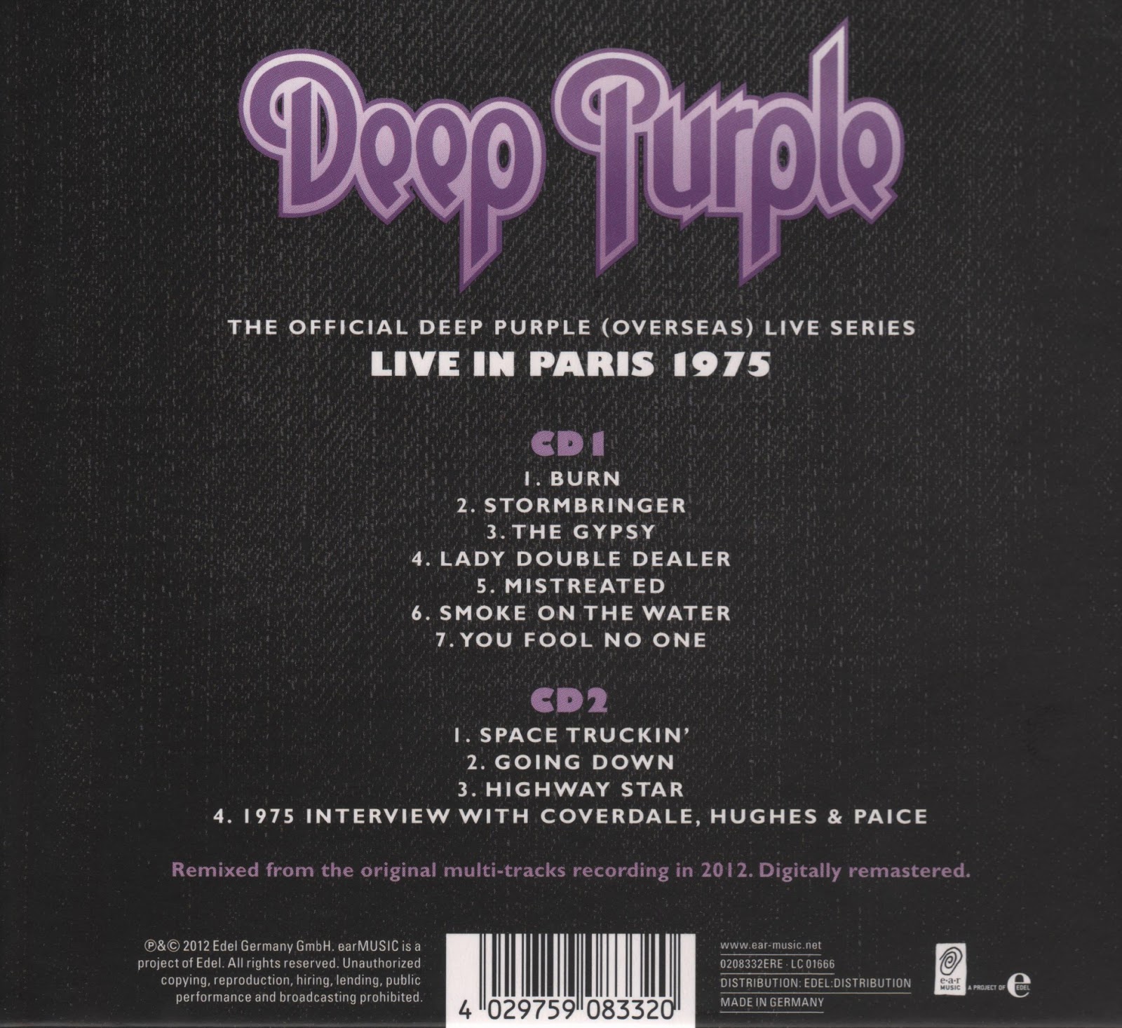 Купить дип перпл. Deep Purple Live 1975. Deep Purple Live in Paris 1975. Deep Purple CD. Deep Purple "Live".