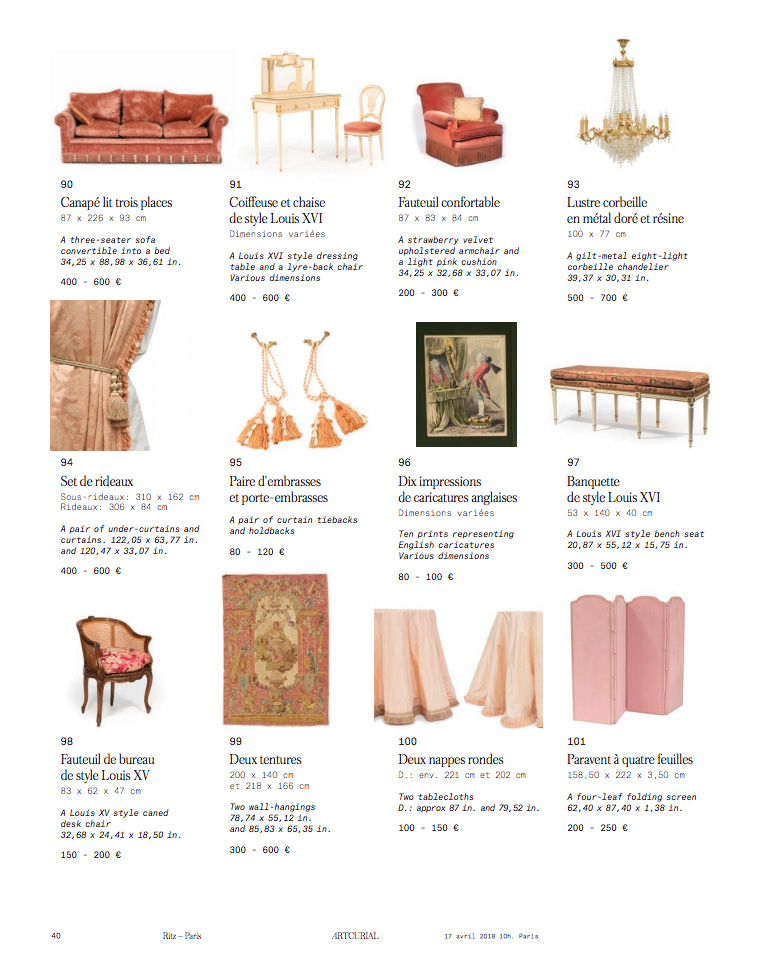 Events: The Ritz Paris’ Amazing 5-Day Auction of 3,500 Lots of Beautiful Pre-Renovation Items