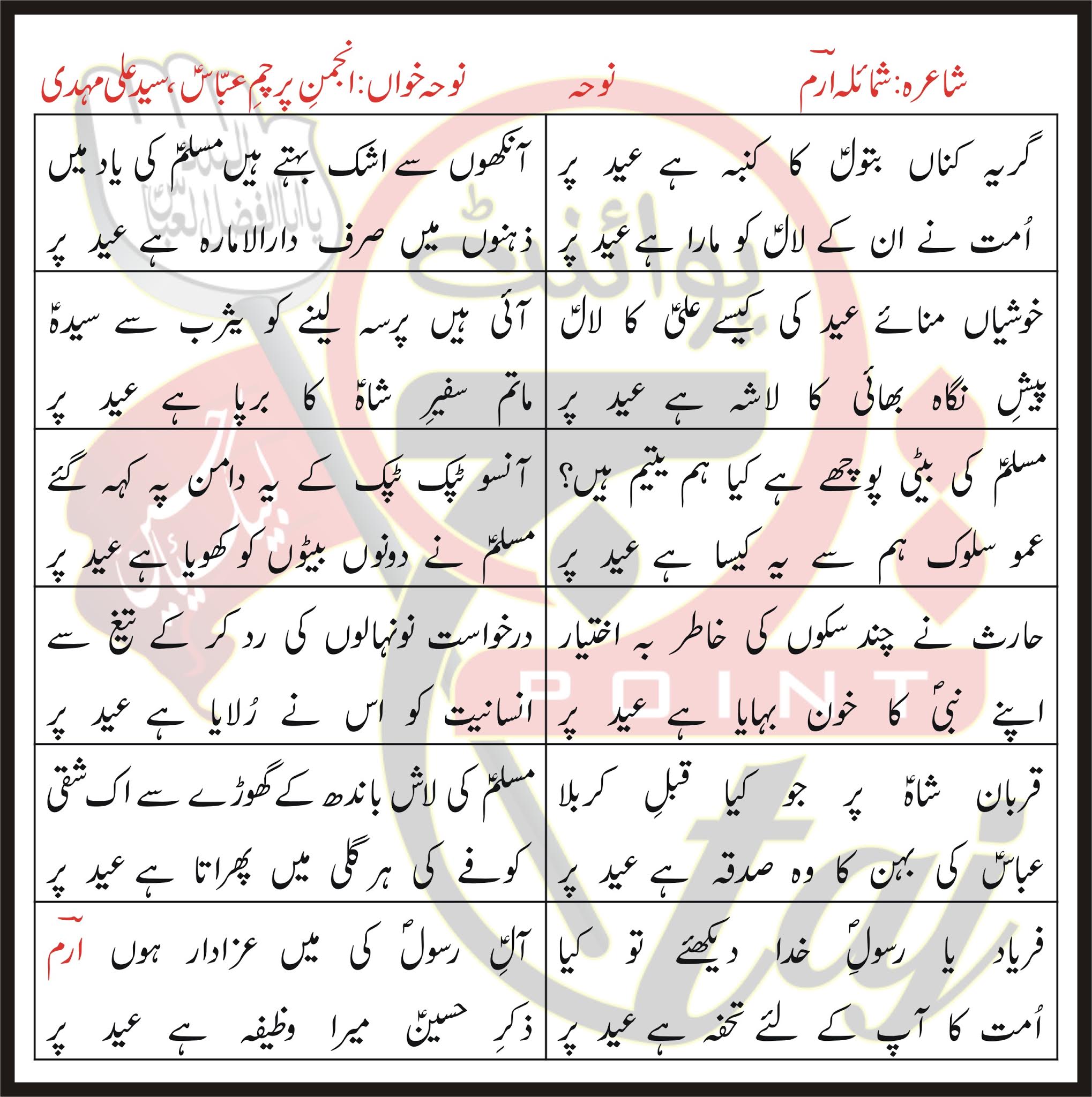 Giriya Kuna Batool Ka Kunba Hai Eid Par Lyrics In Urdu And Roman Urdu