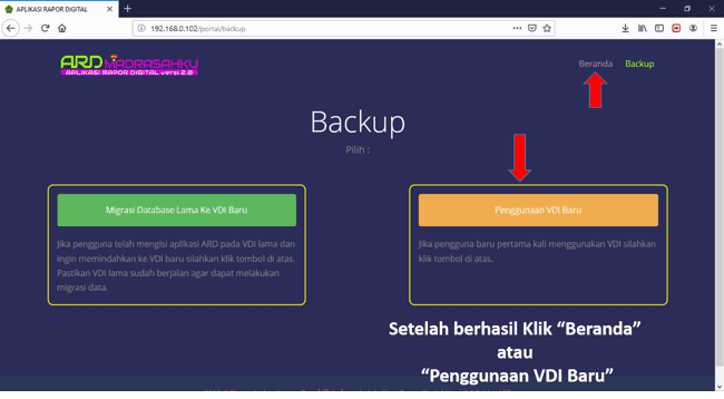 cara migrasi database ard lama ke ard baru, cara memindahkan data ard lama ke ard baru