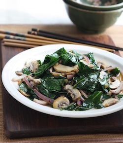 stir-fried collard greens with mushrooms recipe