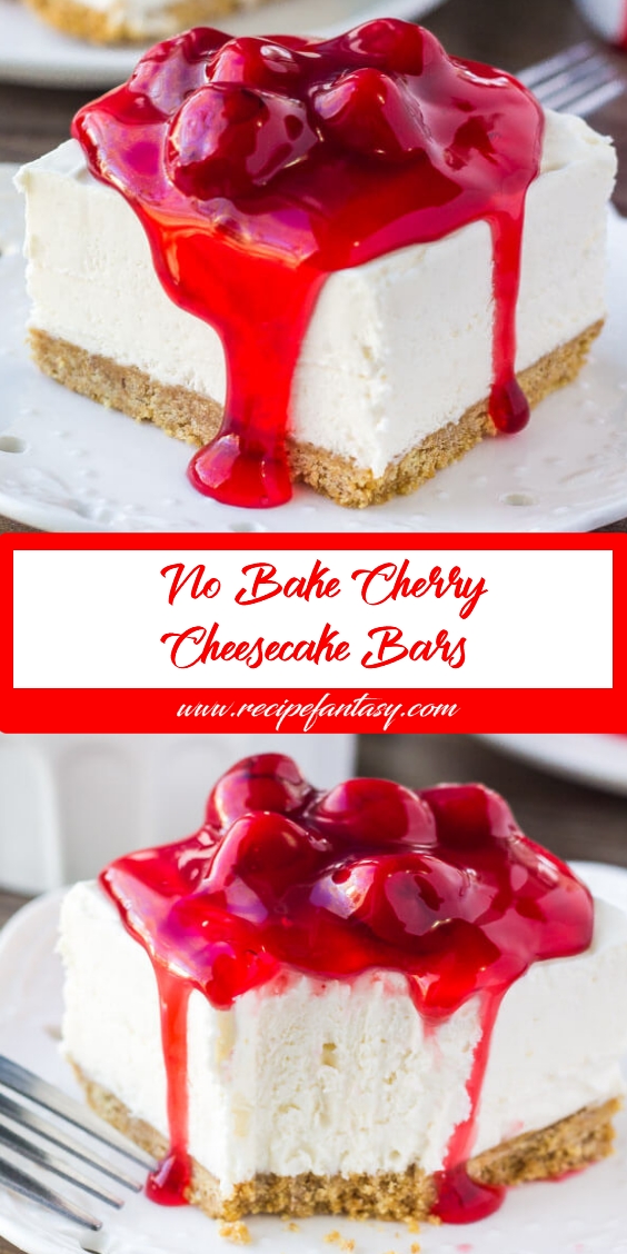 Recipe Rainbow No Bake Cherry Cheesecake Bars
