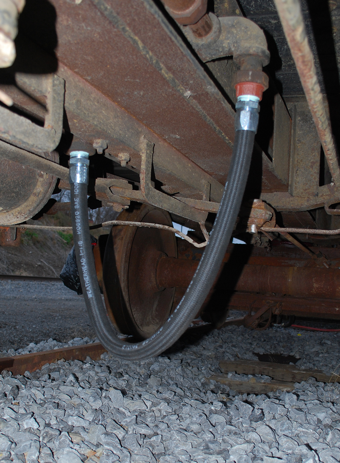 Rochester & Genesee Valley Railroad Museum Air brake work on LV 95100