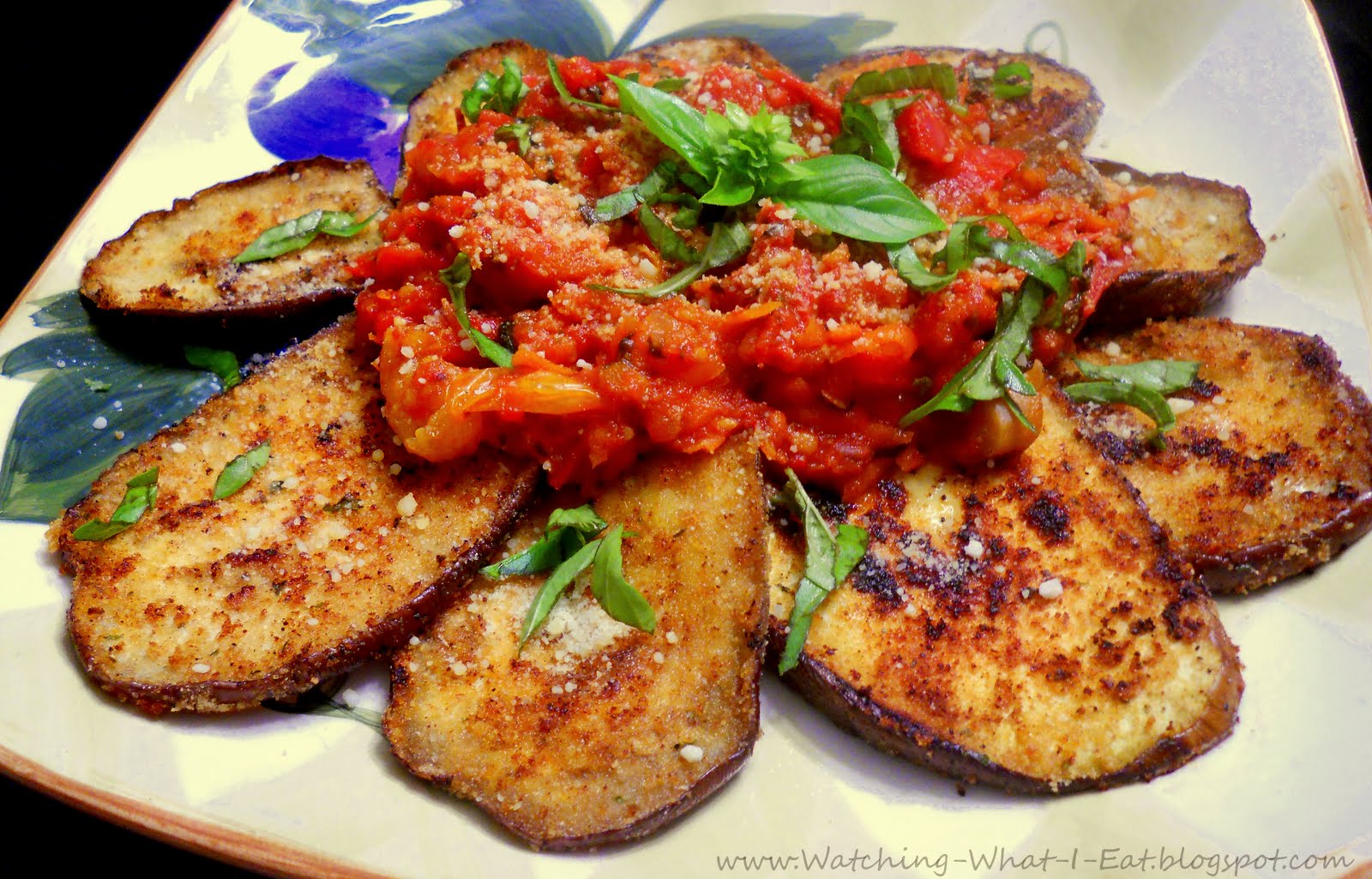 Watching What I Eat: Low Fat Eggplant Parmesan ~ Meatless Monday