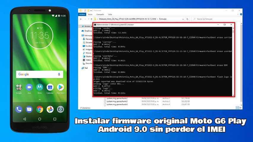 Flashear, instalar firmware original Motorola Moto G6 Play Android 9.0
