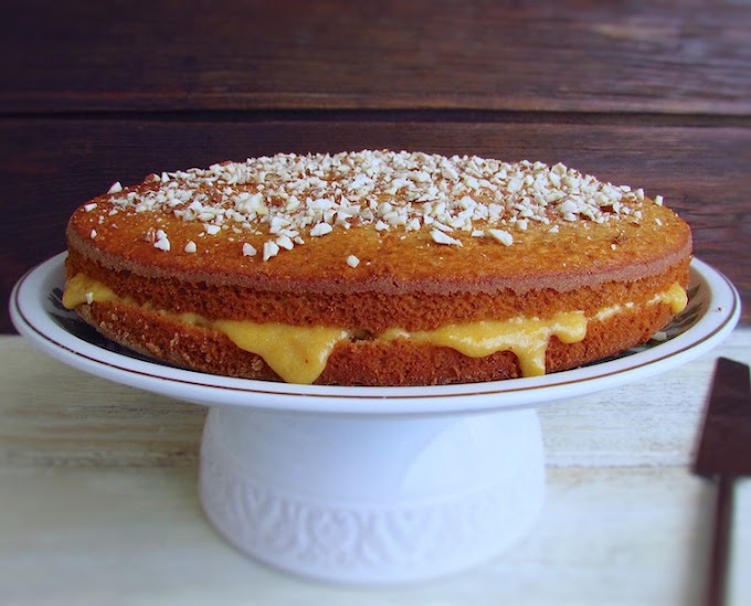 Portuguese Almond Cake Filled With Sweet Egg Cream