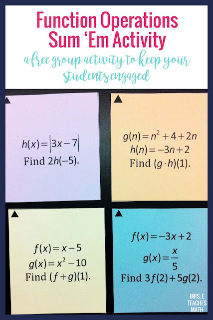 Function Operations Sum 'Em Activity | Mrs. E Teaches Math