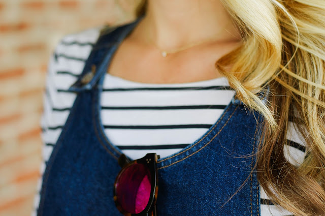 stripes and denim outfit