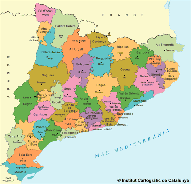 Catalogne Carte de la ville Carte Espagne Ville Région politiques Catalogne Carte de la ville Carte Espagne Ville Région politiques
