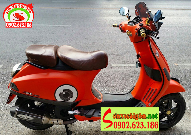 Mẫu sơn xe Vespa S màu cam nhám thể thao [Vespa_101]