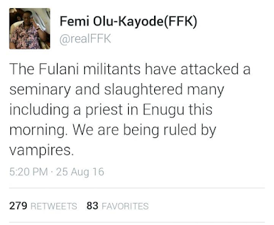 FFK reacts to the Fulani herdsmen attack in a community in Enugu state