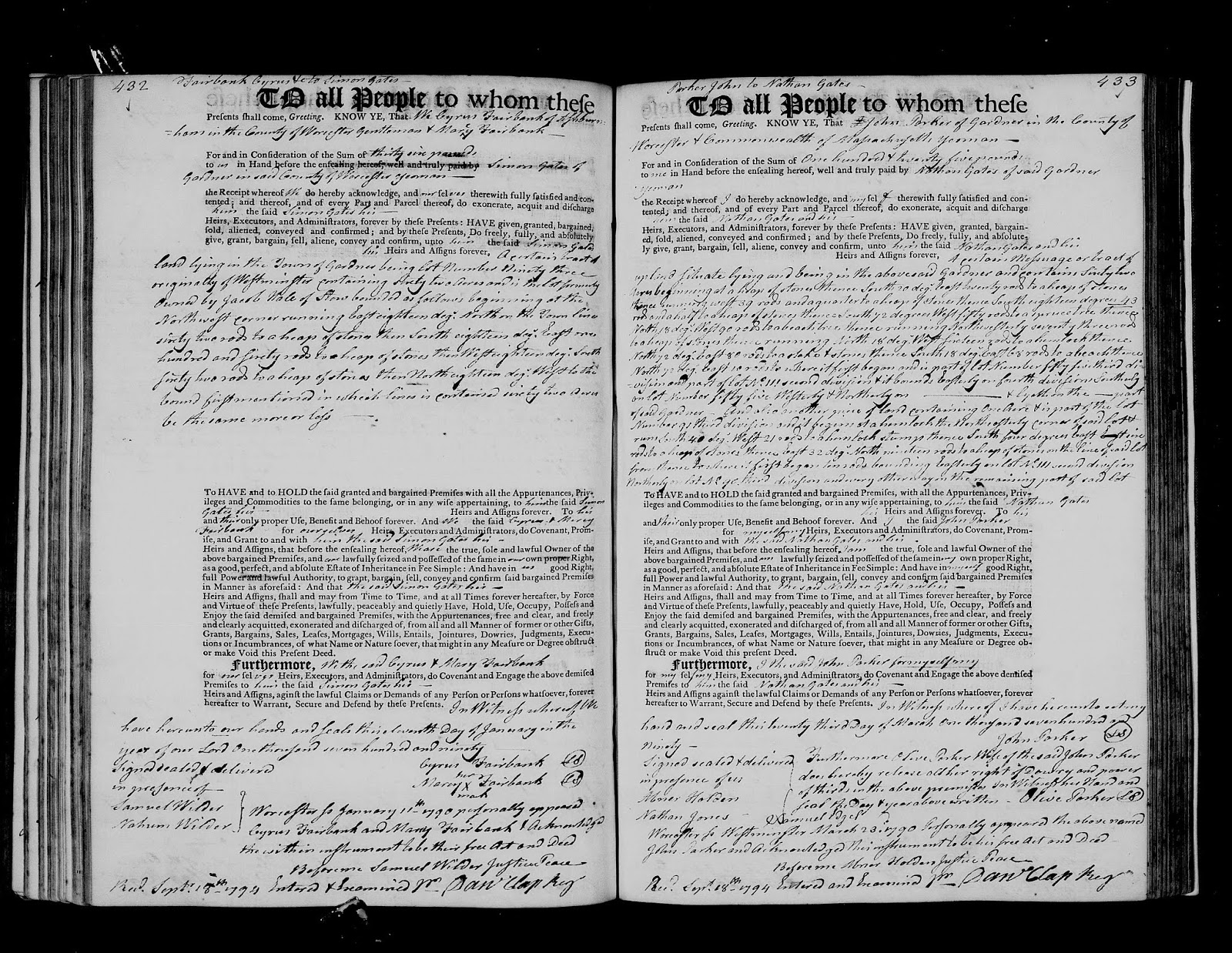 GeneaMusings Amanuensis Monday 1790 Deed of John Parker to Nathan