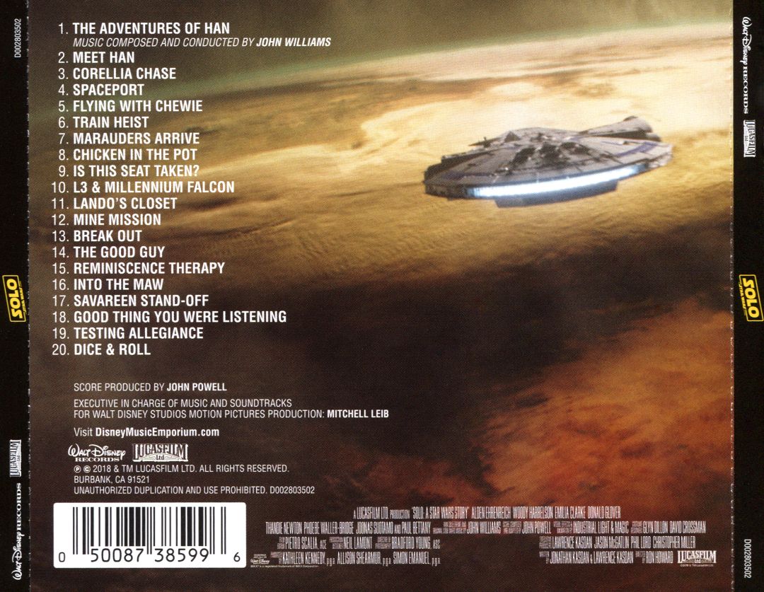 Soundtrack Covers Solo A Star Wars Story (John Powell, John Williams)