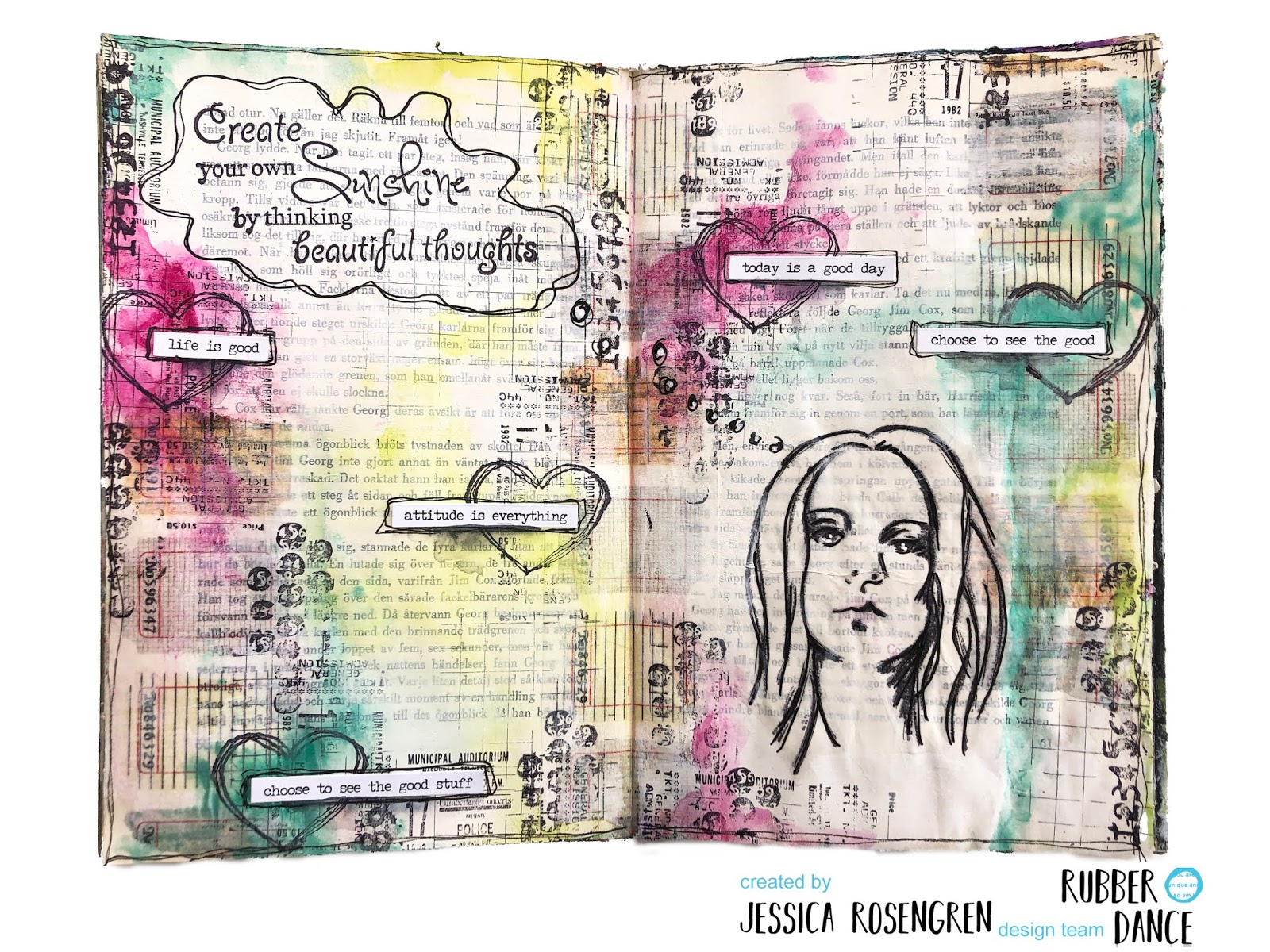 Art journal page with Mixed Media Marks stamp set by Jessica