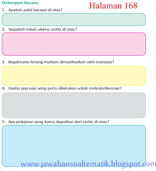 Kunci Jawaban Buku Tematik Tema 6 Kelas 4 Halaman 162 165 168 171 174 - Soal Dan Jawaban