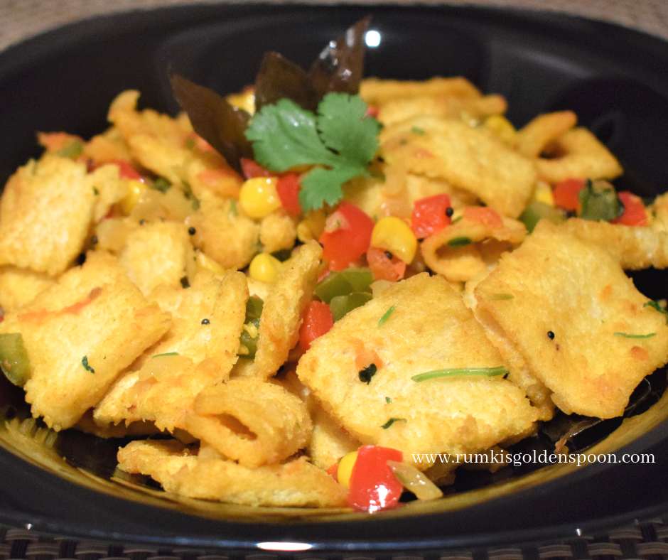 Bread Upma, Indian Breakfast, Quick and Easy, Leftover recipes, Vegan recipe, Vegetarian recipe, Rumki's Golden Spoon