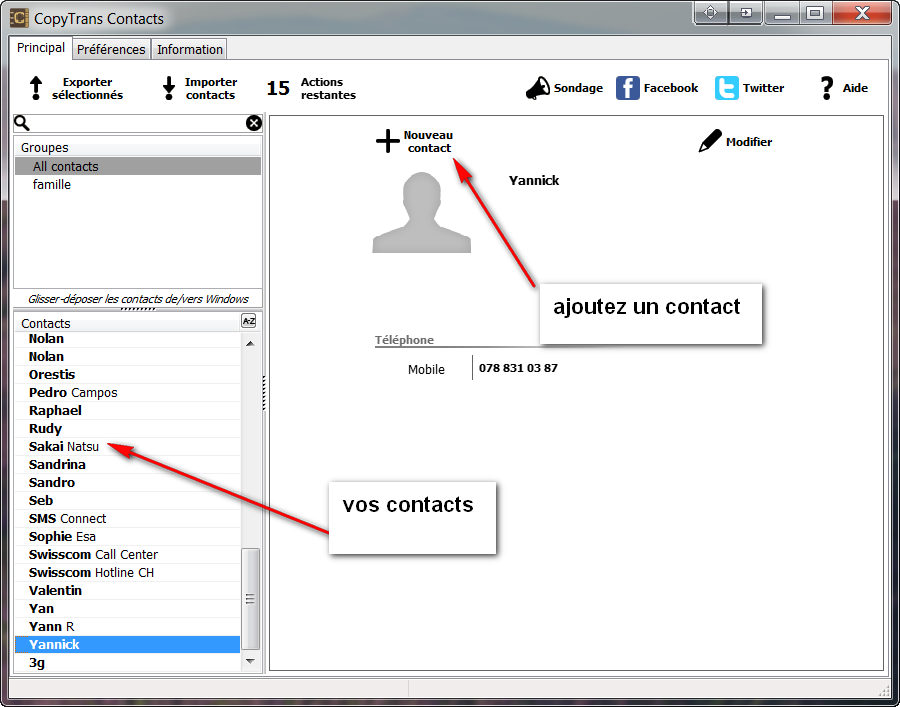 AJOUTER OU D PLACER DES CONTACTS visual data 8