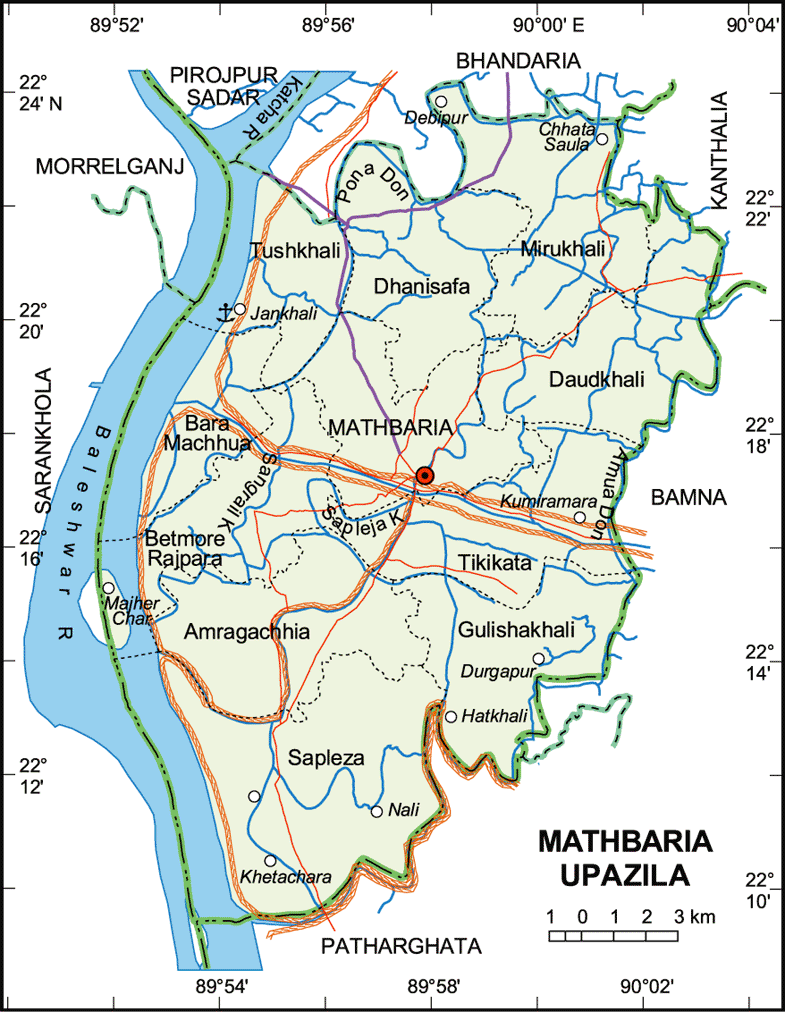 Mathbaria Upazila Map Pirojpur District Bangladesh