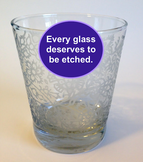 etched glass tumbler