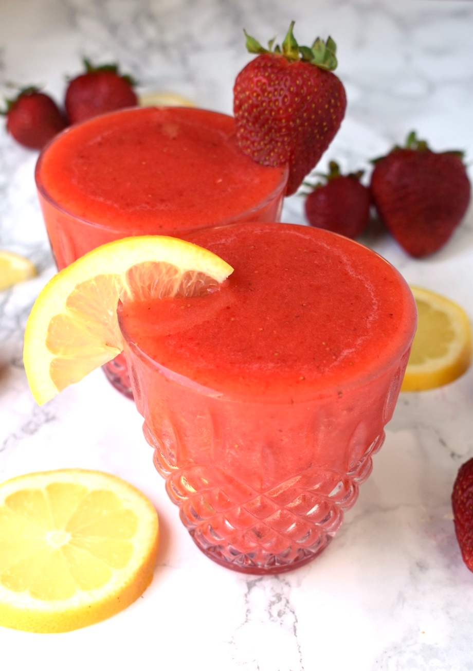 glasses of Frozen Strawberry Lemonade