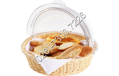 Khay đựng trưng bày bánh mì bằng nhựa hình tròn có nắp pc