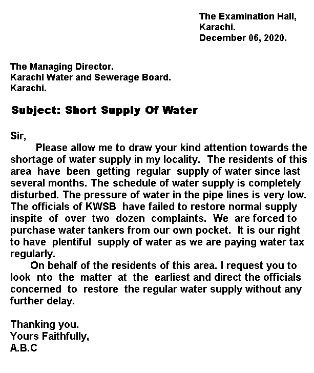 Letter For Water Supply Problem In English / 130 sommon mistakes in english language (grammar