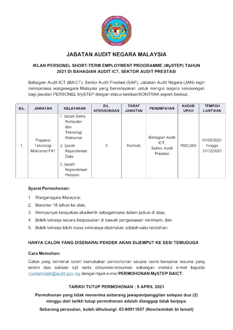 Jawatan Kosong Jabatan Audit Negara  JOBCARI.COM  JAWATAN KOSONG TERKINI
