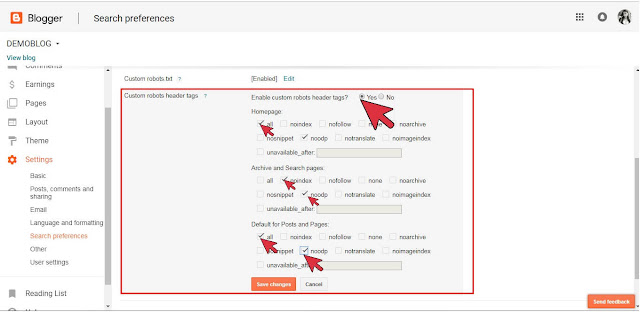 Custom robots header tags Custom robots header tags