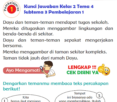 Lengkap Kunci Jawaban Kelas 2 Tema 4 Subtema 3 Pembelajaran 1 Kunci Jawaban Tematik Lengkap Terbaru Simplenews