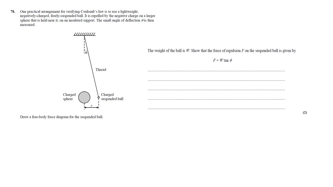 A Level Homework and Answers Electric Fields Question