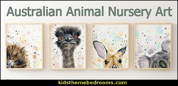 Australian Animal Nursery art - Australian Nursery Koala Kangaroo wall decor aussie animal art