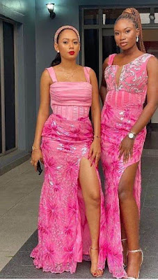 Pink Asoebi Styles with Lace