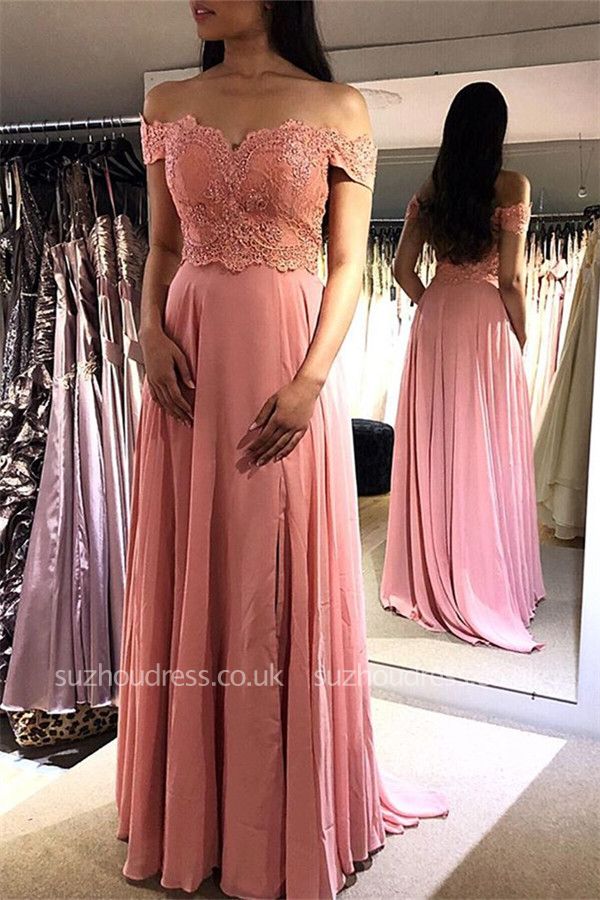 https://www.suzhoudress.co.uk/glamorous-pink-off-the-shoulder-prom-dresses-lace-appliques-cheap-sleeveless-evening-dresses-g25087?cate_1=38