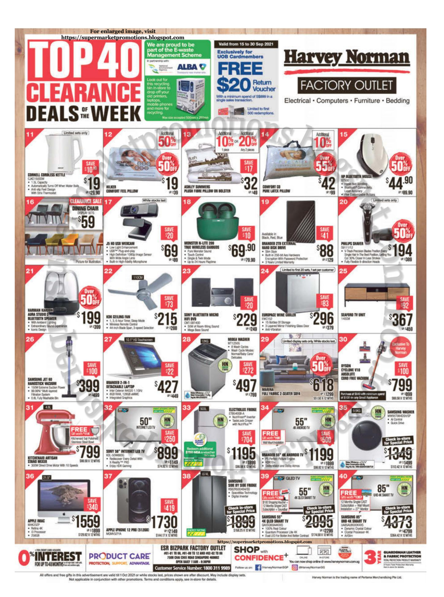 Harvey Norman Top 40 Clearance Deals 24 September 01 October 2021