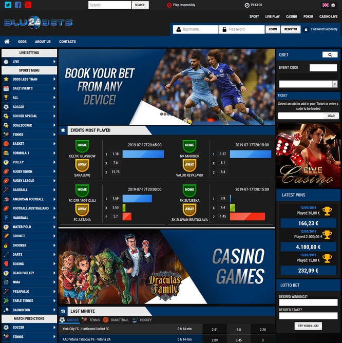 Blu24bets Bookmaker Blu24bets Prematch