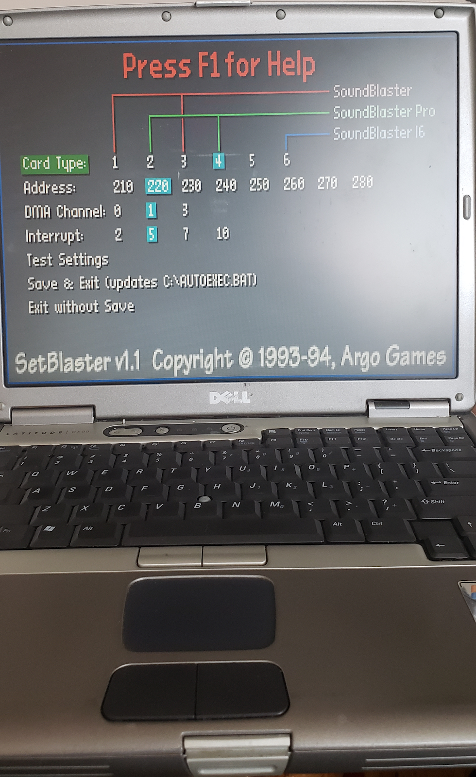 MS-DOS Sound Blaster Setter | Operating System Revival