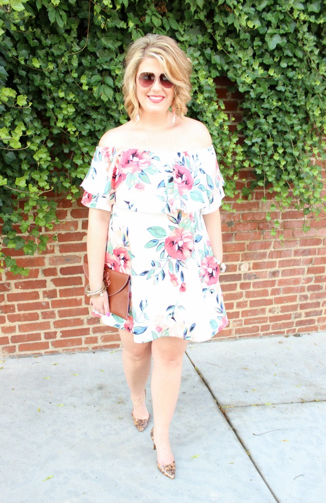 My Kind of Lovely Floral Off-The-Shoulder Ruffled Dress