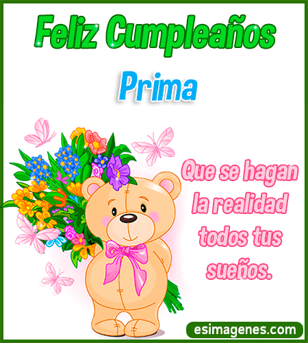 Prima peluche de cumpleaños con flores Prima peluche de cumpleaños con flores