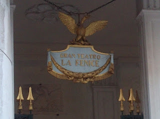 The sign welcoming visitors to Teatro La Fenice, Venice's famous opera house