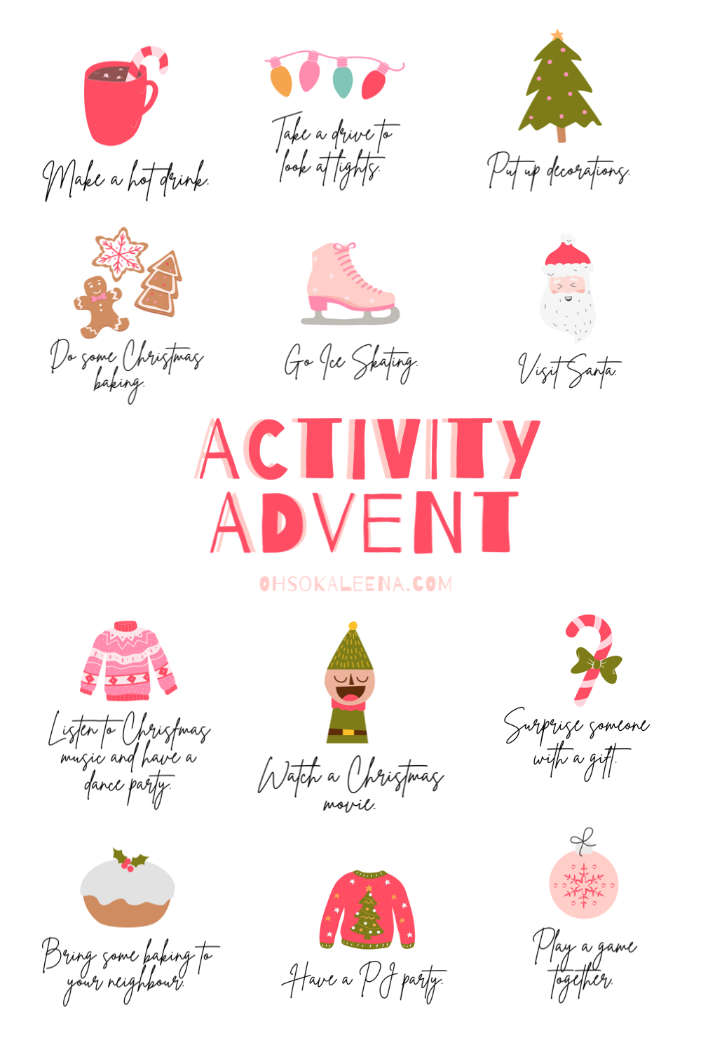 Printable Activity Advent | Oh So Kaleena