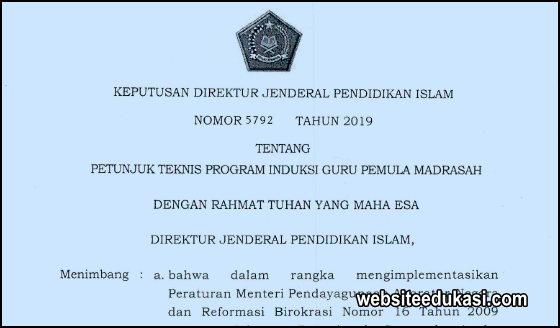 Juknis Program Induksi Guru Pemula Madrasah Tahun 2019