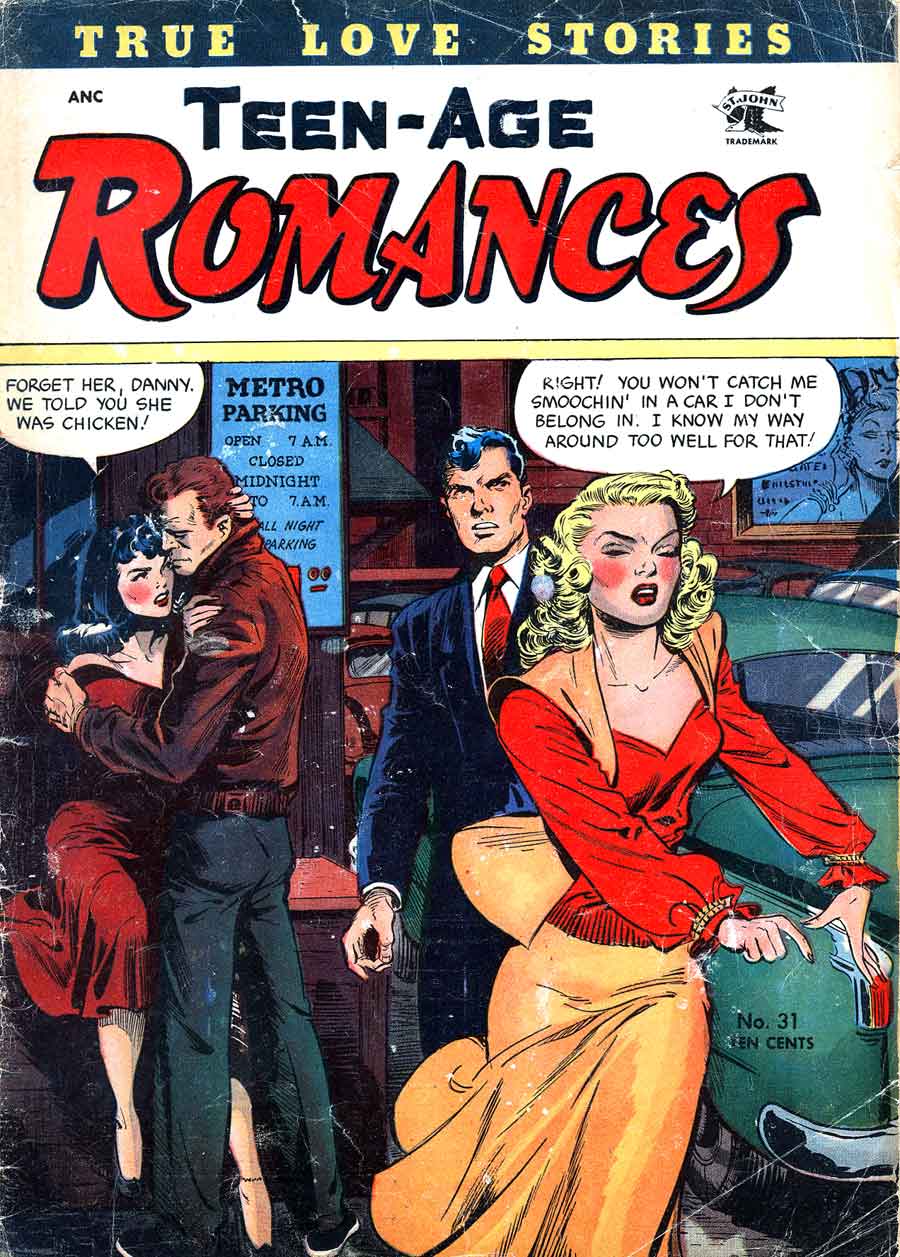 Teen-age Romances #31 golden age 1950s st john romance comic book cover art by Matt Baker