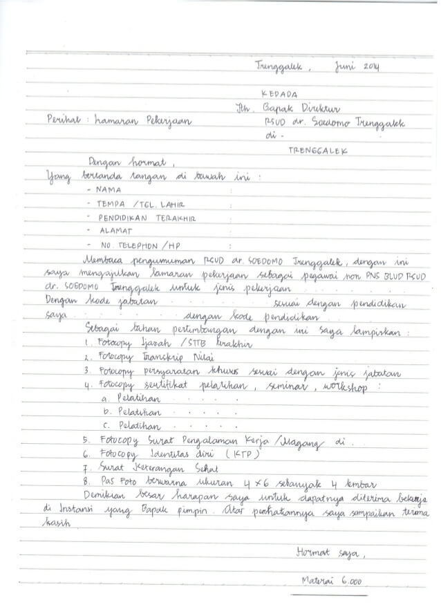 Contoh Surat Lamaran Kerja Cleaning Service Tulis Tangan Contoh Surat Lamaran Kerja Cleaning Service Tulis Tangan