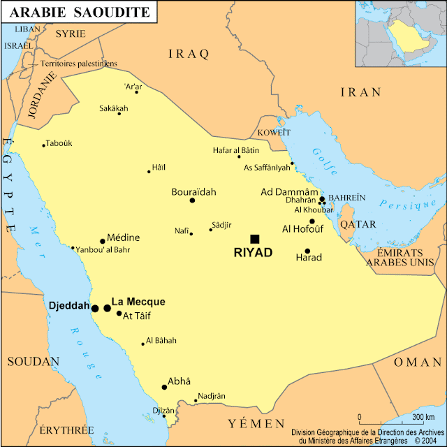 Carte de l'Arabie Saoudite