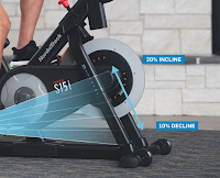10% decline, 20% incline control on NordicTrack Commercial Studio Cycle S15i and S22i spin bikes, image