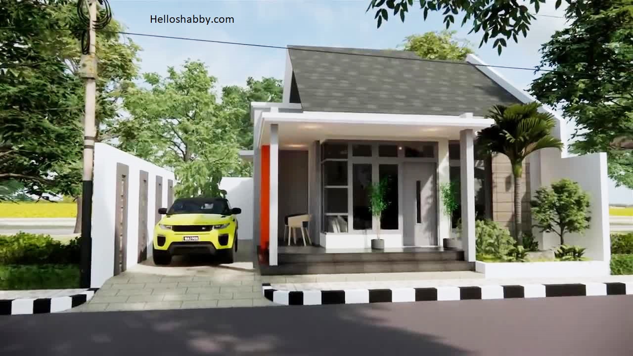 Desain Rumah Modern dengan LT 10x10 dan LB 7x8 M dengan 3 Kamar Tidur