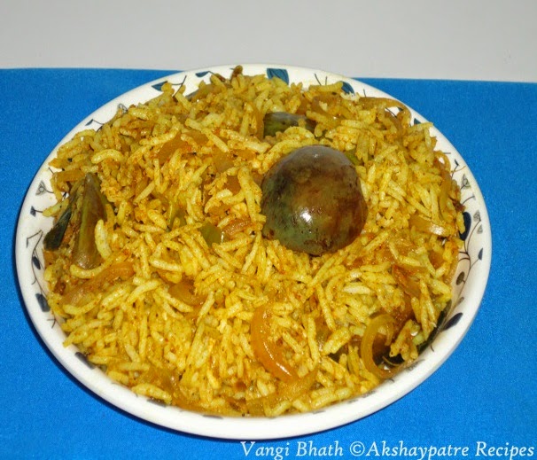 vaangi bhaath in a serving plate