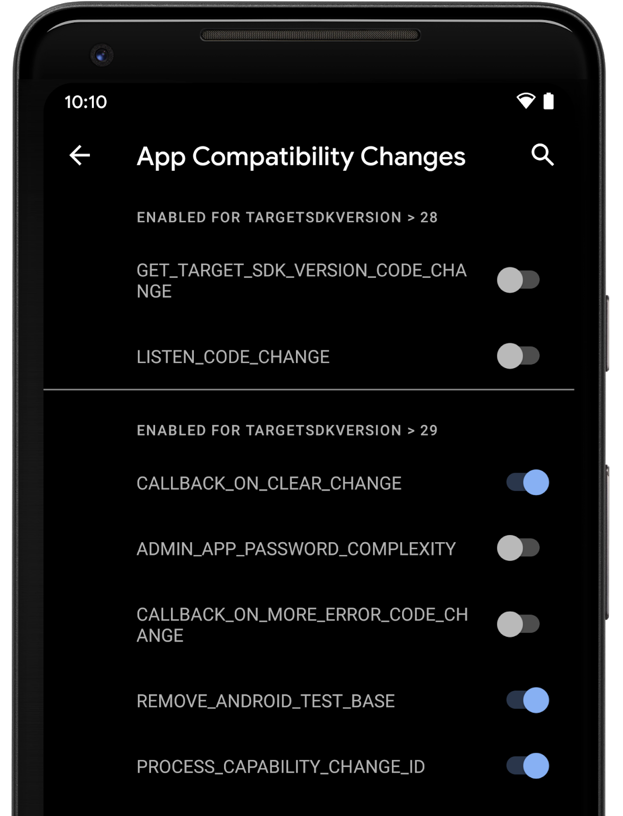   Activar / Desactivar la compatibilidad de aplicaciones en las Opciones de desarrollador. 