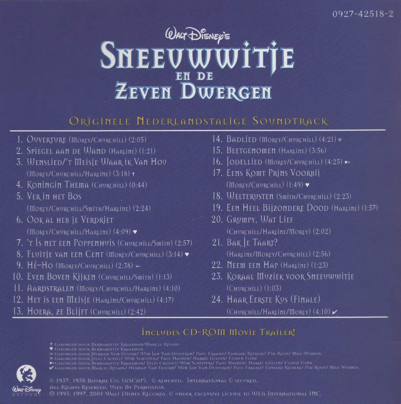 Citroen Plaatsen Gemarkeerd Filmic Light - Snow White Archive: 2001/2006 Dutch 'Sneeuwwitje' Soundtrack  CD