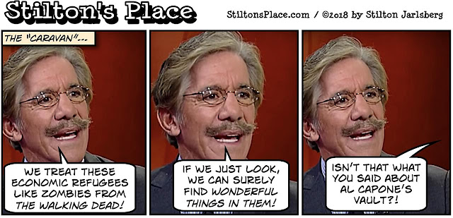 sptilton’s place, stilton, political, humor, conservative, cartoons, jokes, hope n’ change, geraldo rivera, border, caravan, lifeboat, fox news